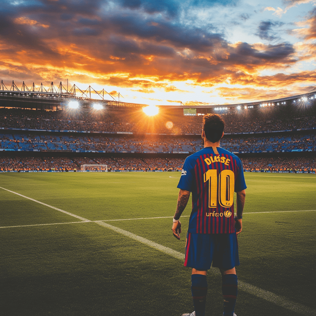 a football player at the stadium